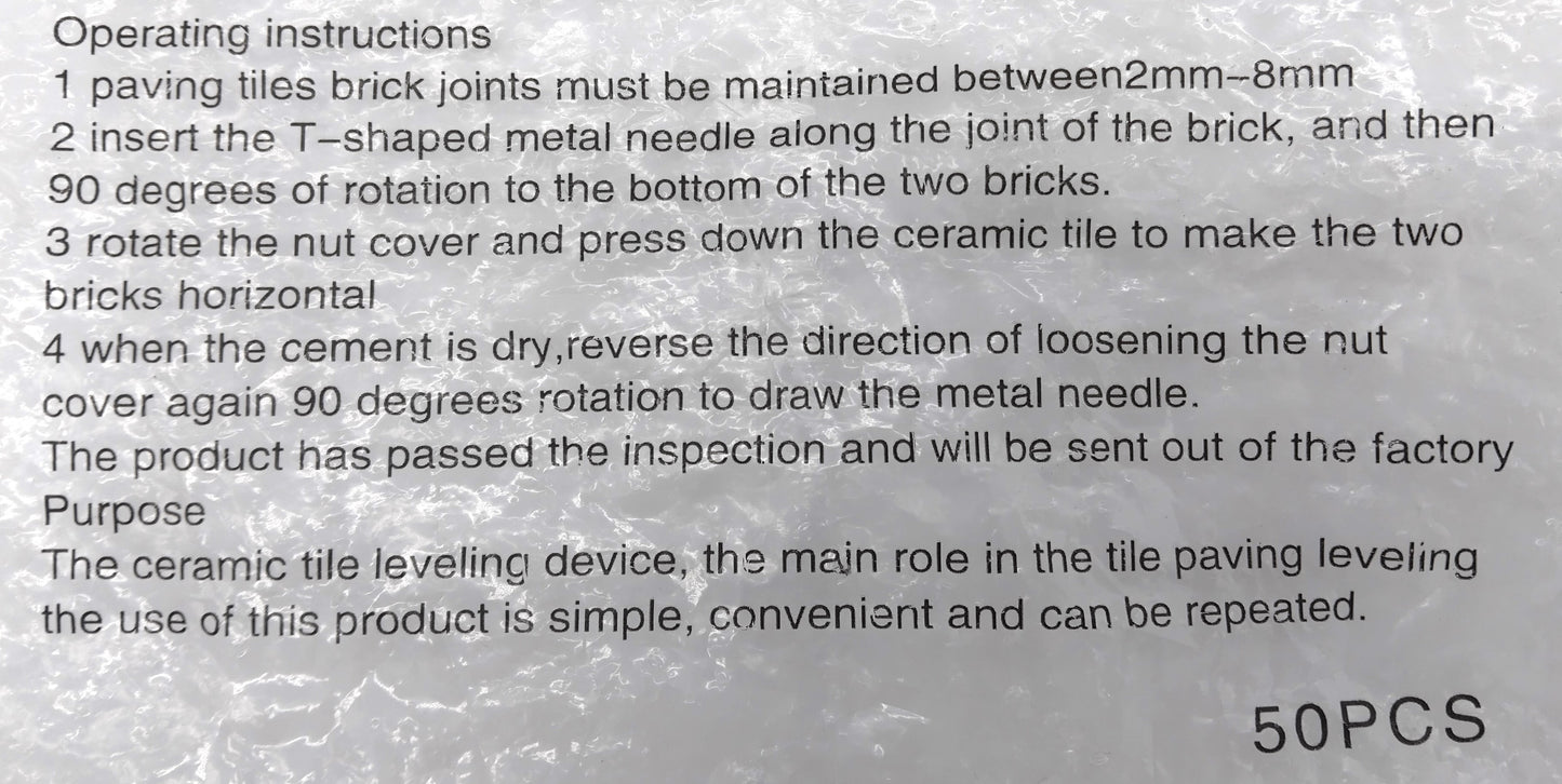 Tile Leveling System. 50 pcs. 2mm - 8mm. Get perfect tiles every time!