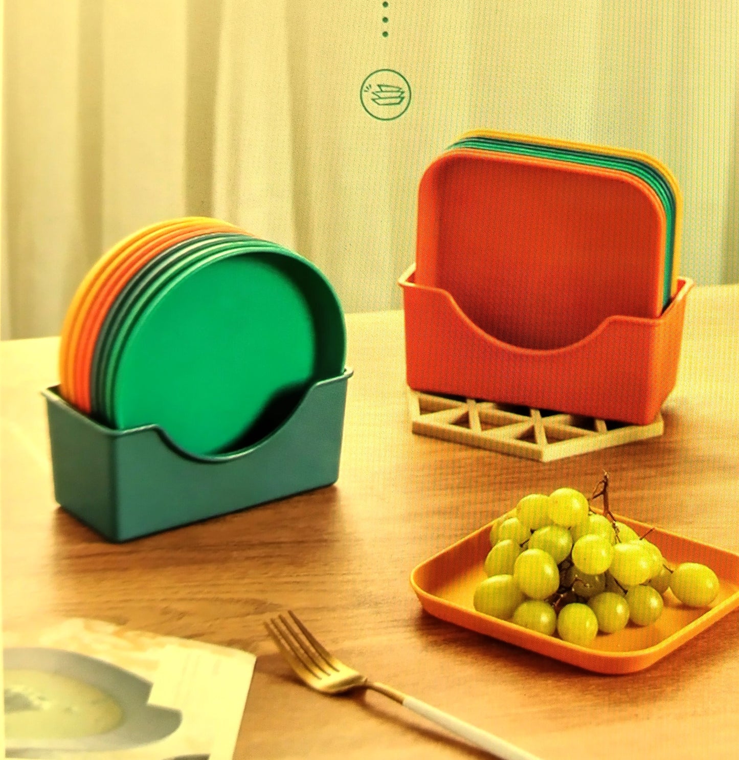 8 Pcs Small Dessert , Salad Plate with Storage Rack. Make every meal special!