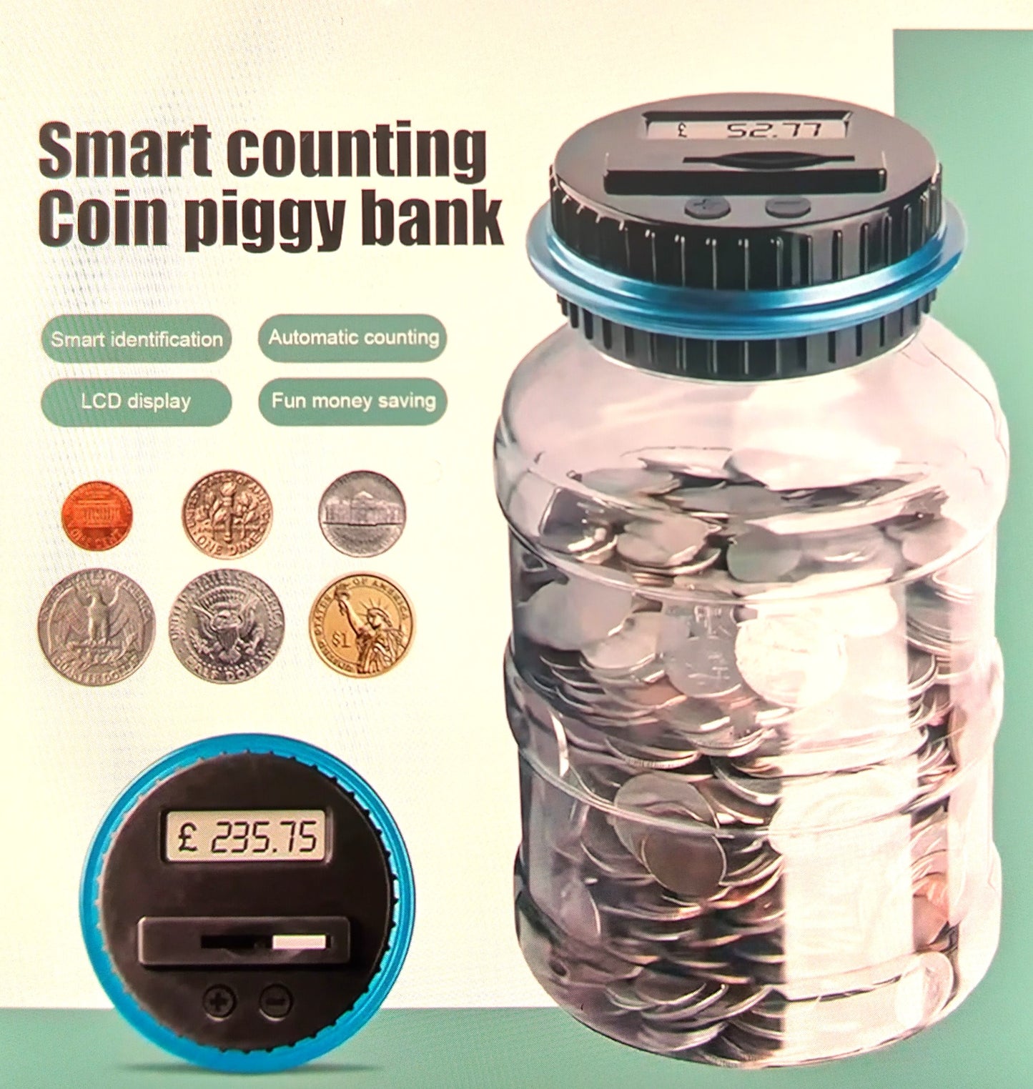 Digital Counting Money Jar. Order Yours Today and Watch Your Savings Grow!