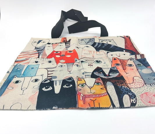 Large Shoulder Tote Bag Canvas-Cats. Grab Yours Today and Show Off Your Cat Style!