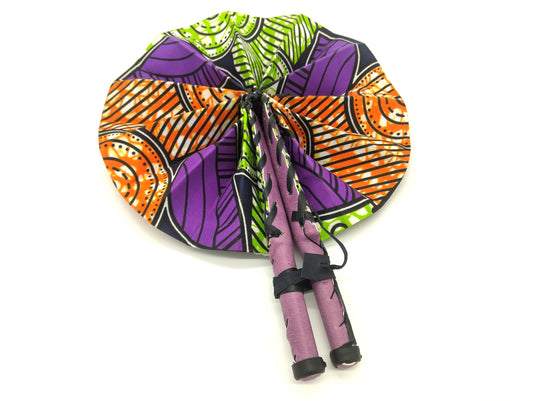 Omotola African Folding Handheld Fan. Purple. Order Yours Today and Enjoy Stylish Comfort on the Go!