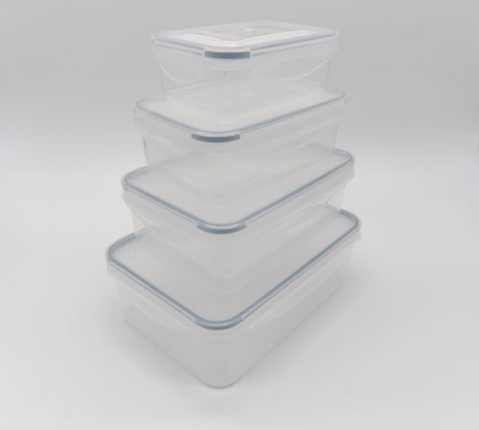 Pack of 4 Food Storage Containers. Transform your kitchen with these practical and stylish food storage containers!