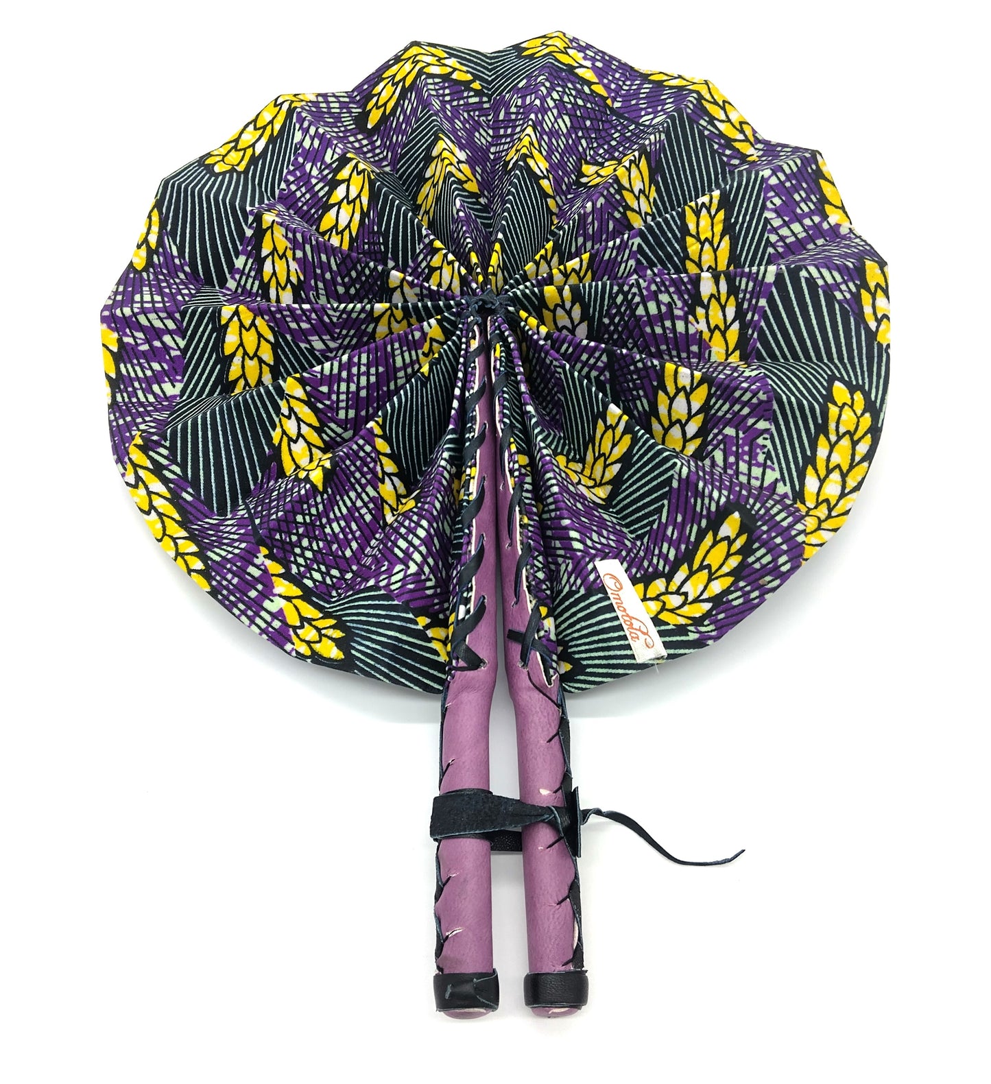 OMOTOLA African Folding Handheld Fan. Purple. Order now to stay cool in style with this unique, handcrafted fan!