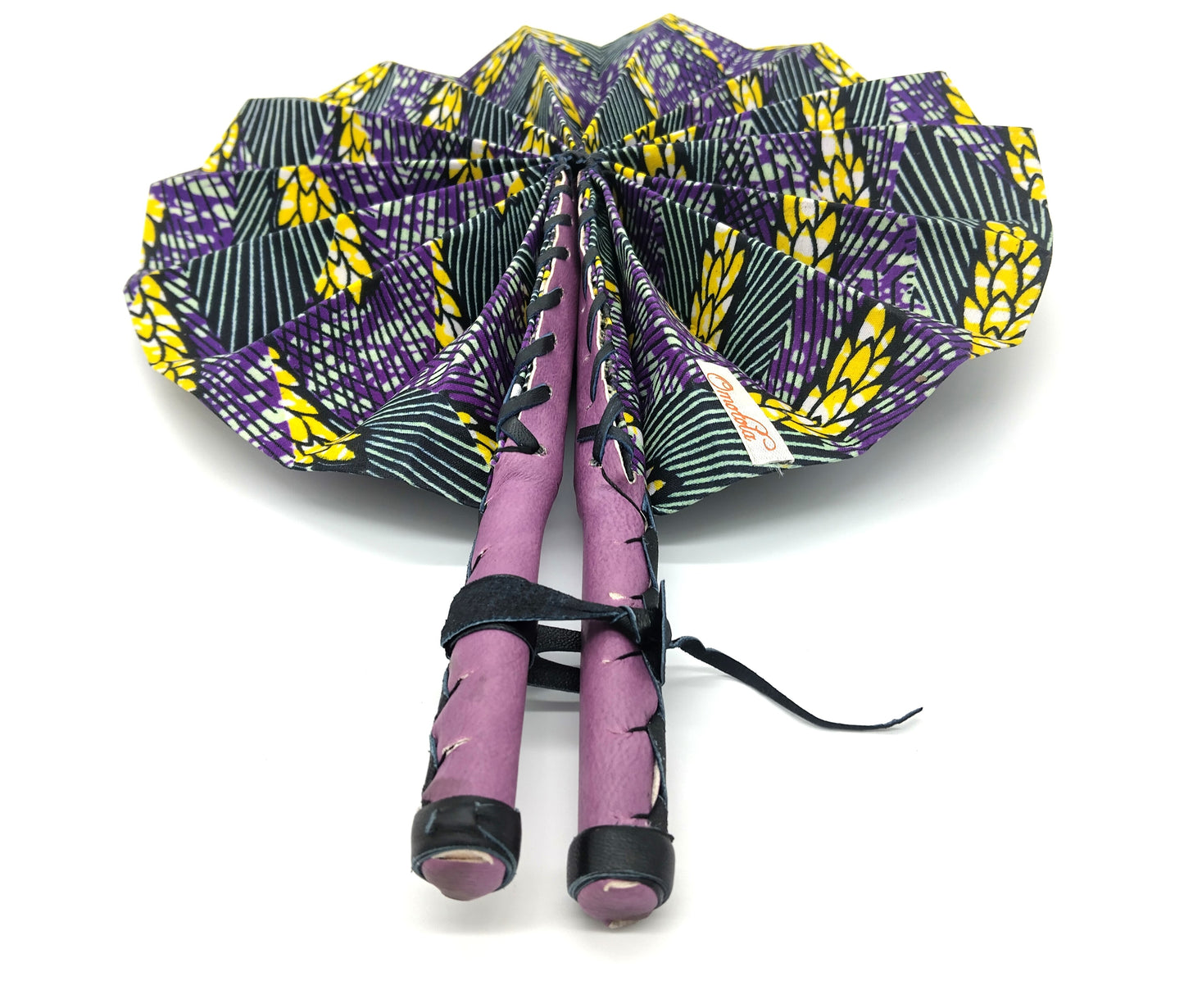 OMOTOLA African Folding Handheld Fan. Purple. Order now to stay cool in style with this unique, handcrafted fan!