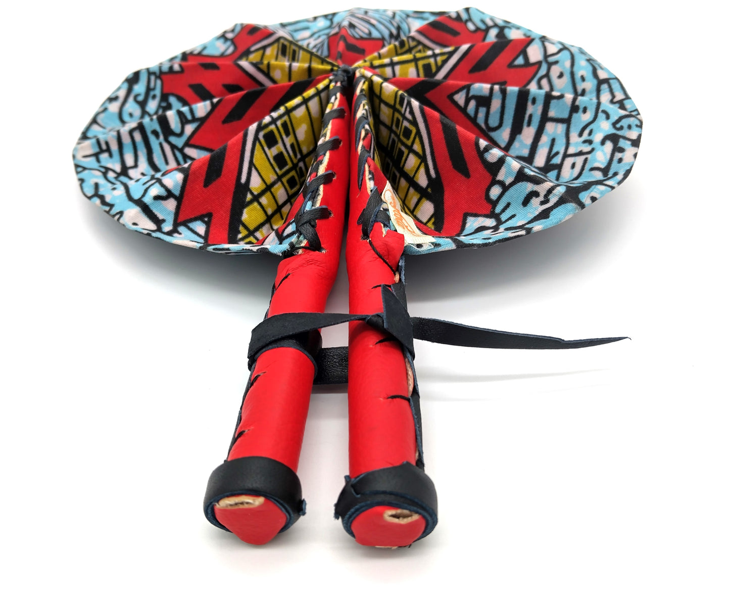 OMOTOLA African Folding Handheld Fan. Red. Order now to experience the perfect blend of culture, color, and convenience with this unique fan!