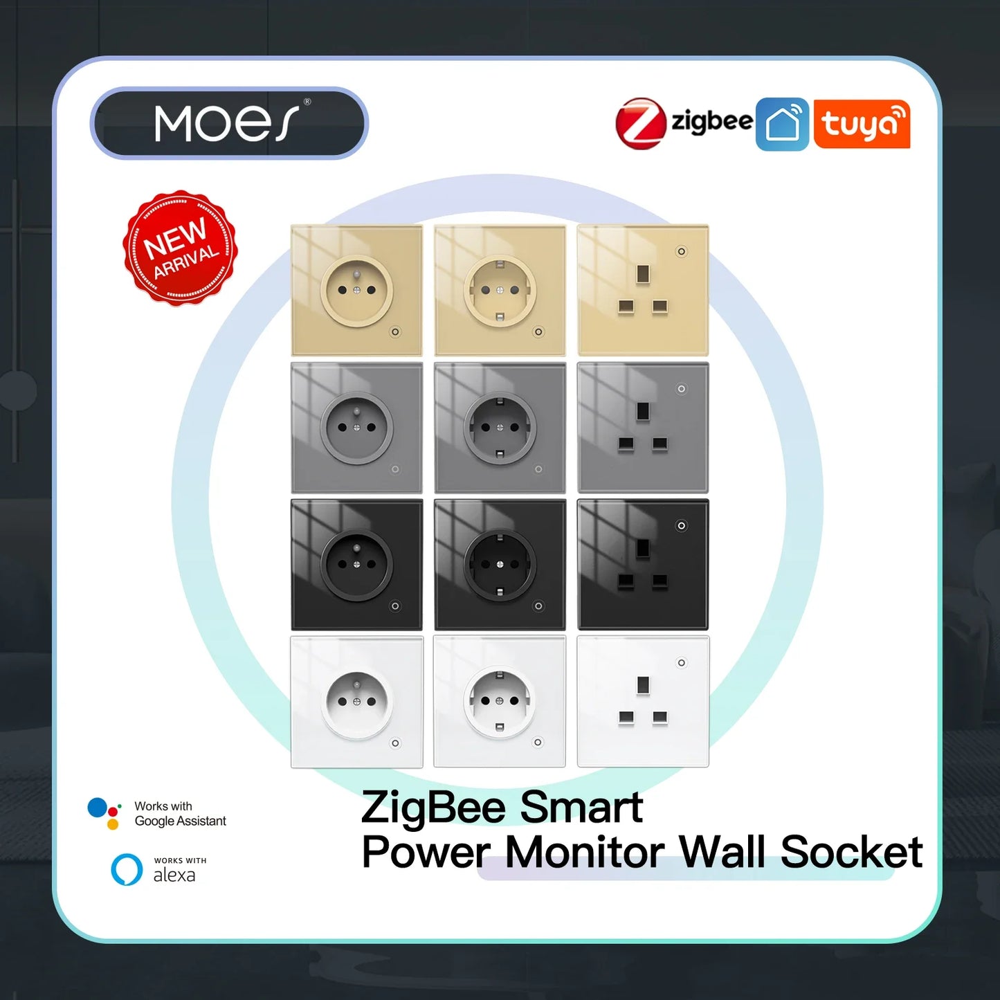 ZigBee Smart Wall Socket with Glass Panel &amp; Power Monitoring