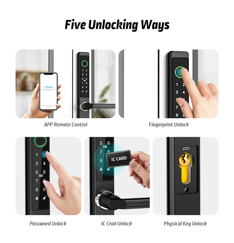 3CM Slim Waterproof Aluminum Bluetooth Smart Door Lock