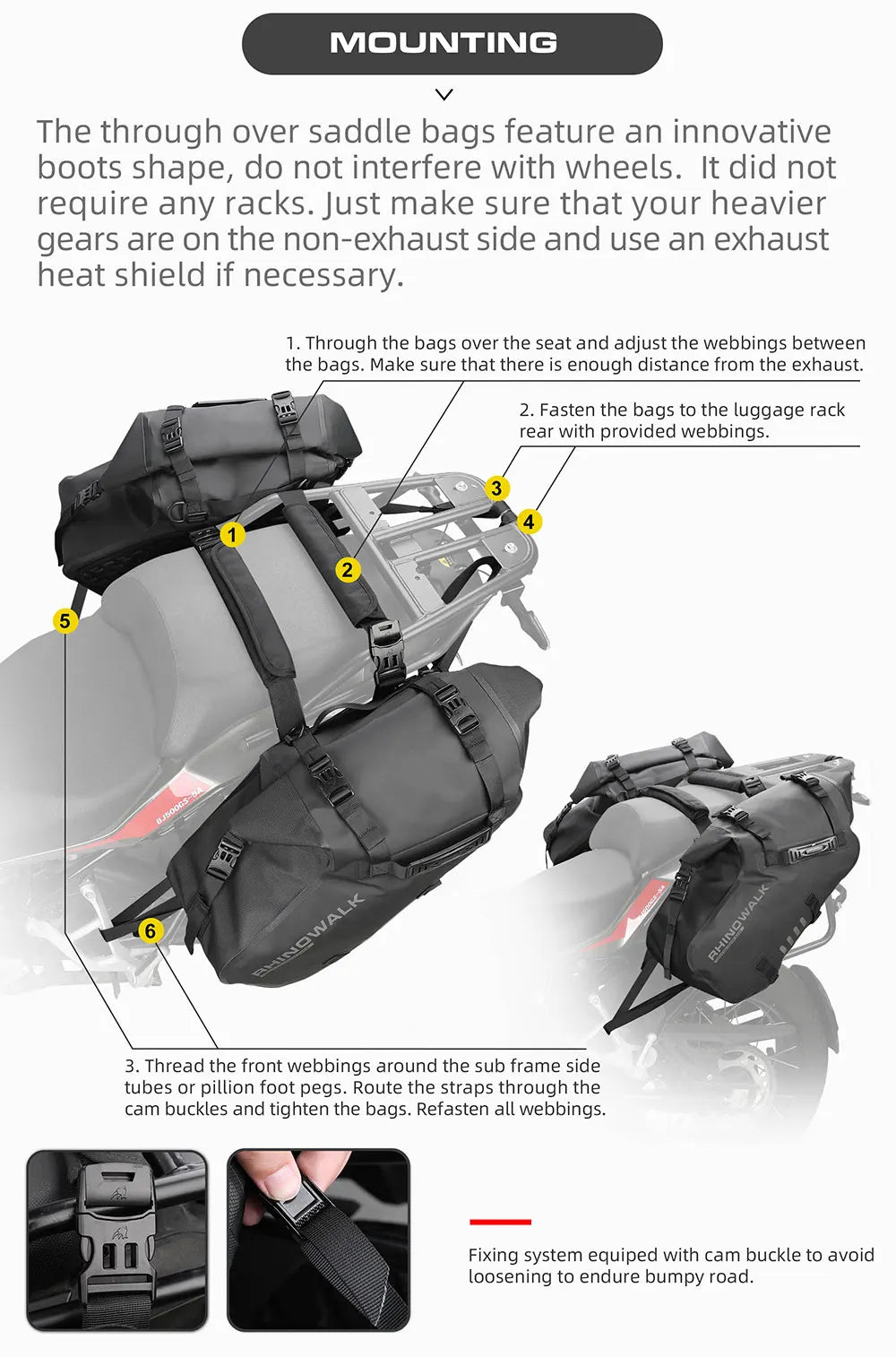 Rhinowalk Waterproof Motorcycle Side Bags