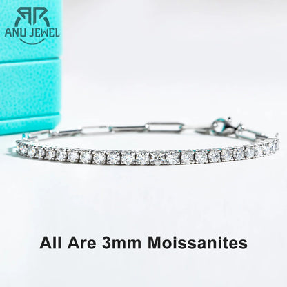 AnuJewel 3mm Moissanite Tennis Bracelet.