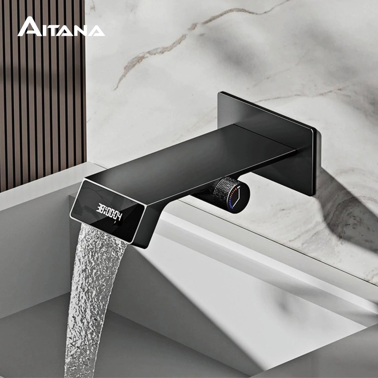 High-End White Brass Faucet with Intelligent Digital Display