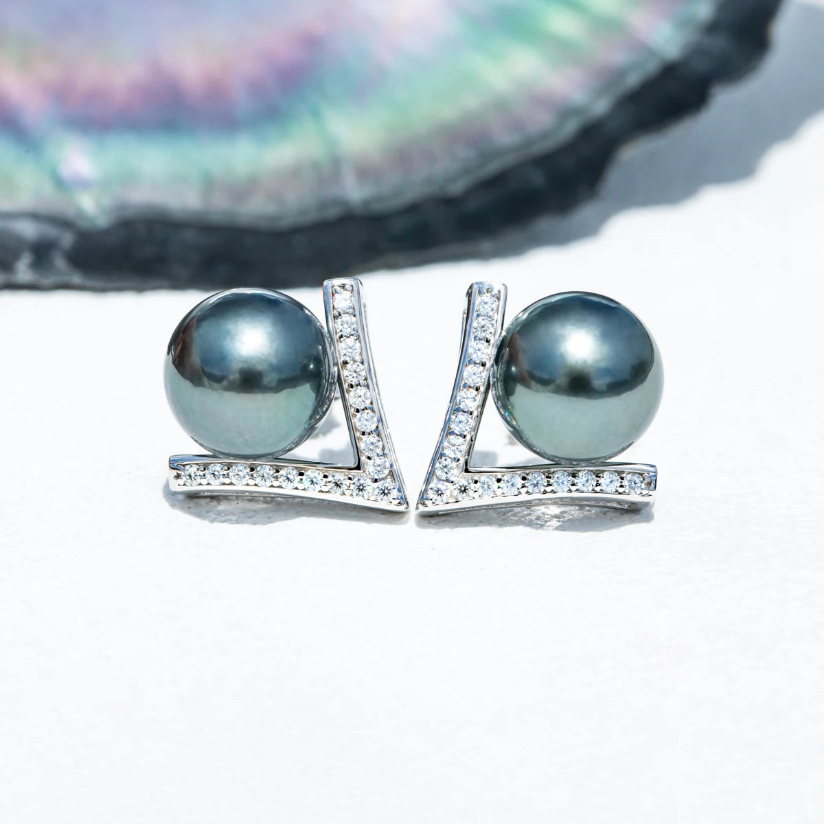 Natural Tahitian Pearl Stud Earrings.