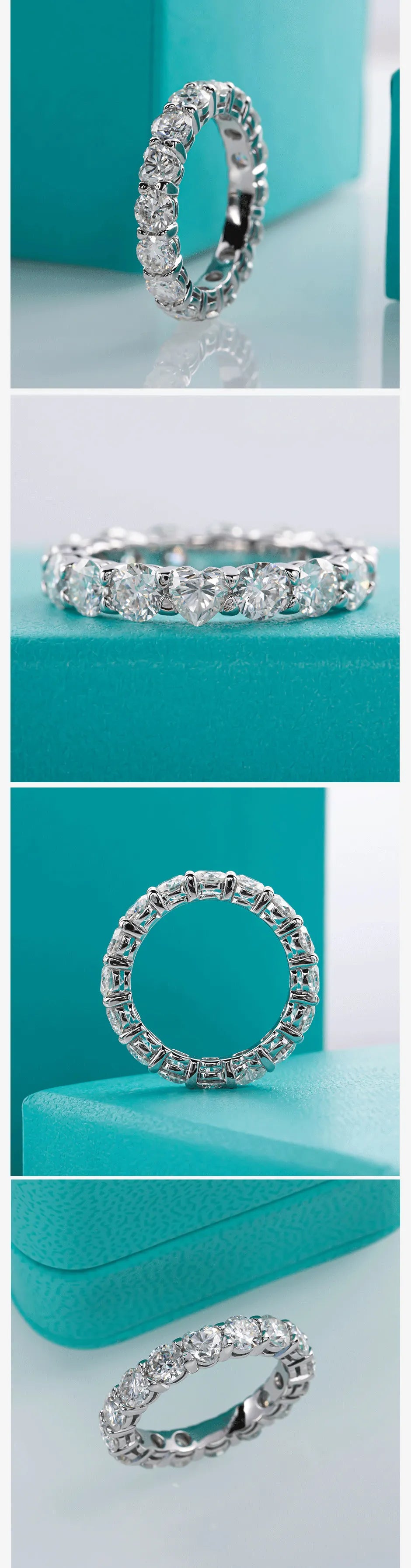 Heart Moissanite Diamond Wedding Band Ring.