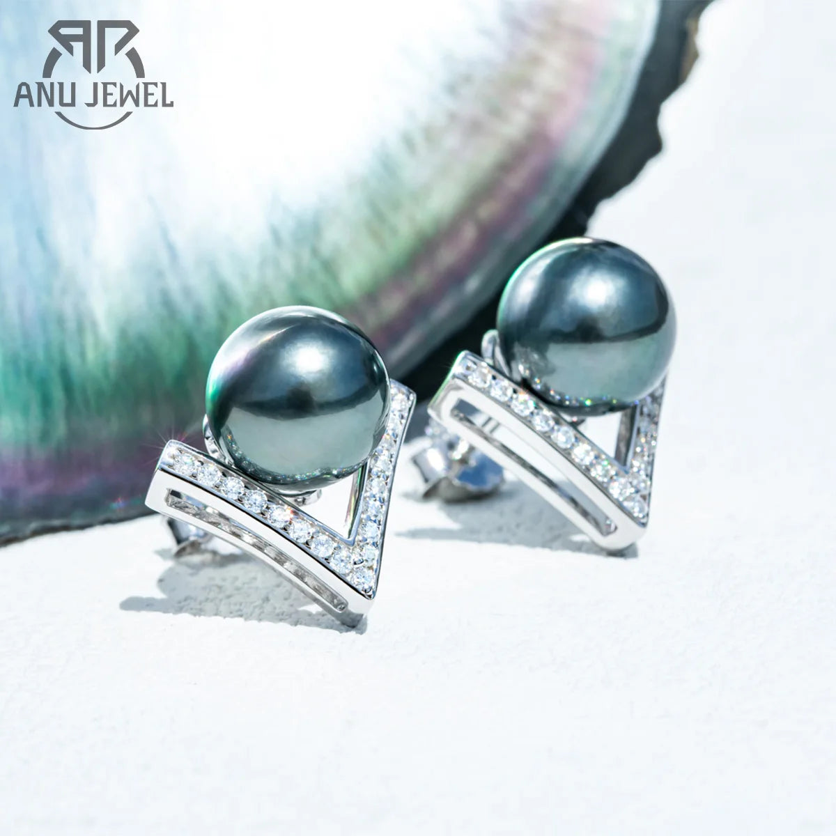 Natural Tahitian Pearl Stud Earrings.