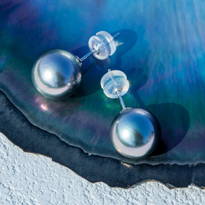 Natural Tahitian Pearl Stud Earrings.