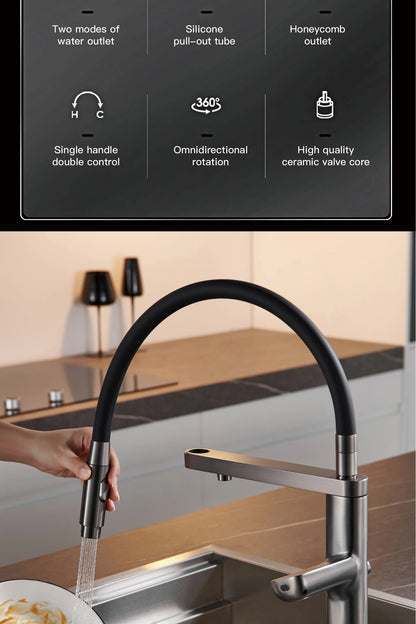 AITANA Luxury Gun Gray Kitchen Faucet with Intelligent Touch and Digital Display