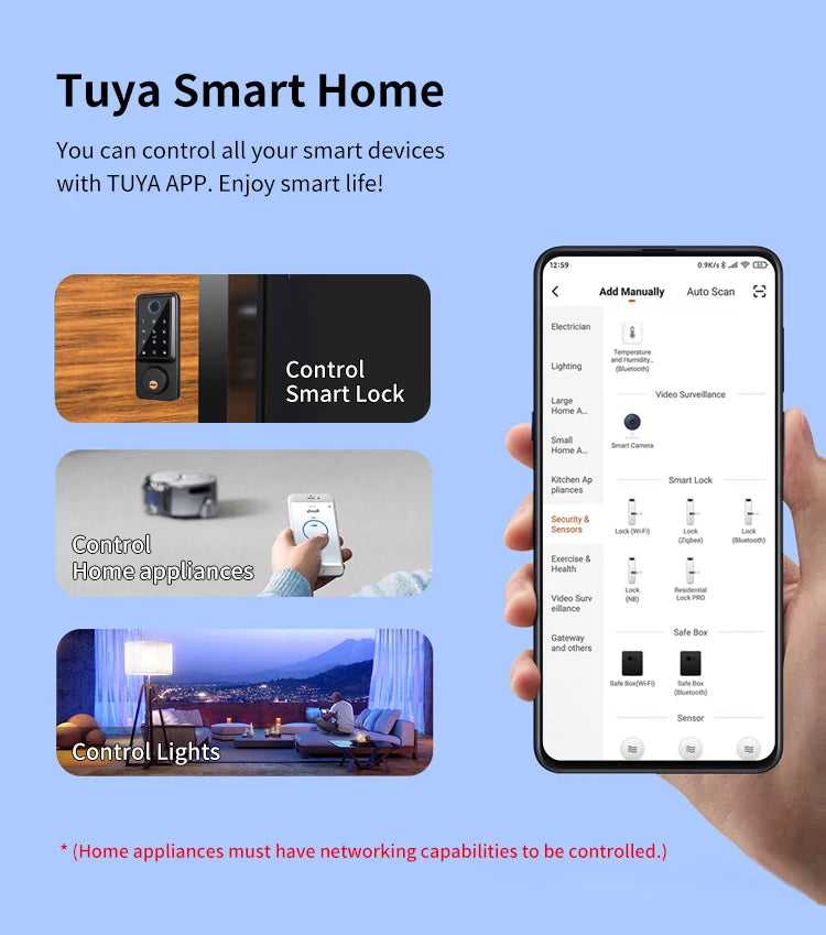 Tuya WiFi Smart Deadbolt Lock with Multiple Access Options