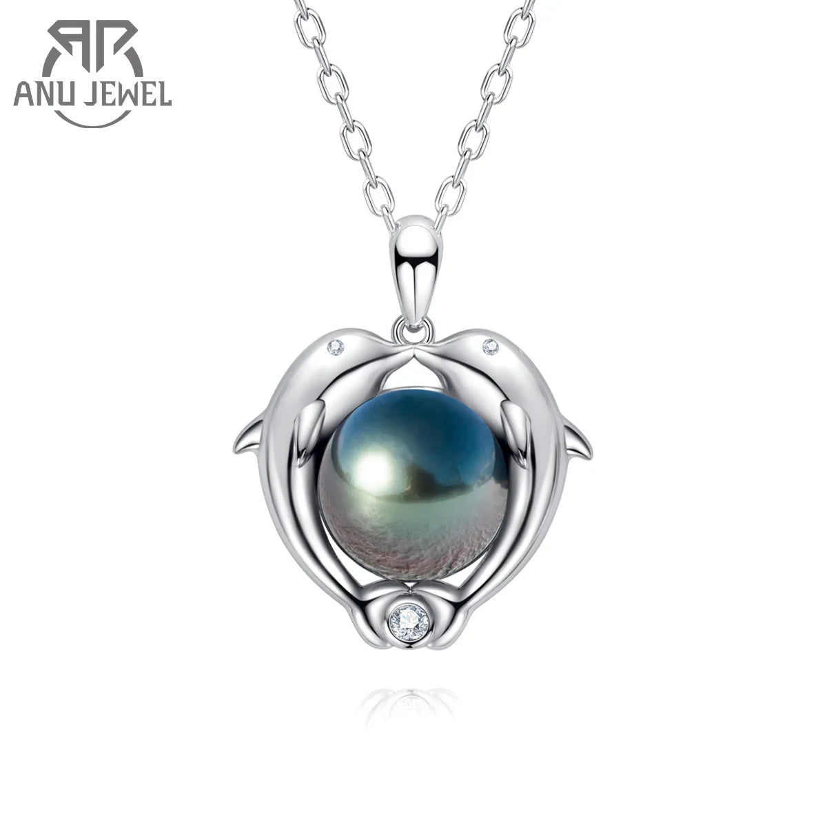 Tahitian Black Pearl Dolphin Necklace.