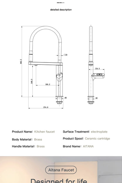 AITANA Luxury Gun Gray Kitchen Faucet with Intelligent Touch and Digital Display