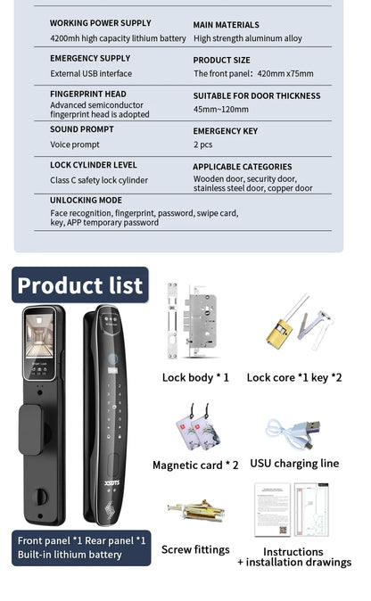 3D Face Smart Door Lock,