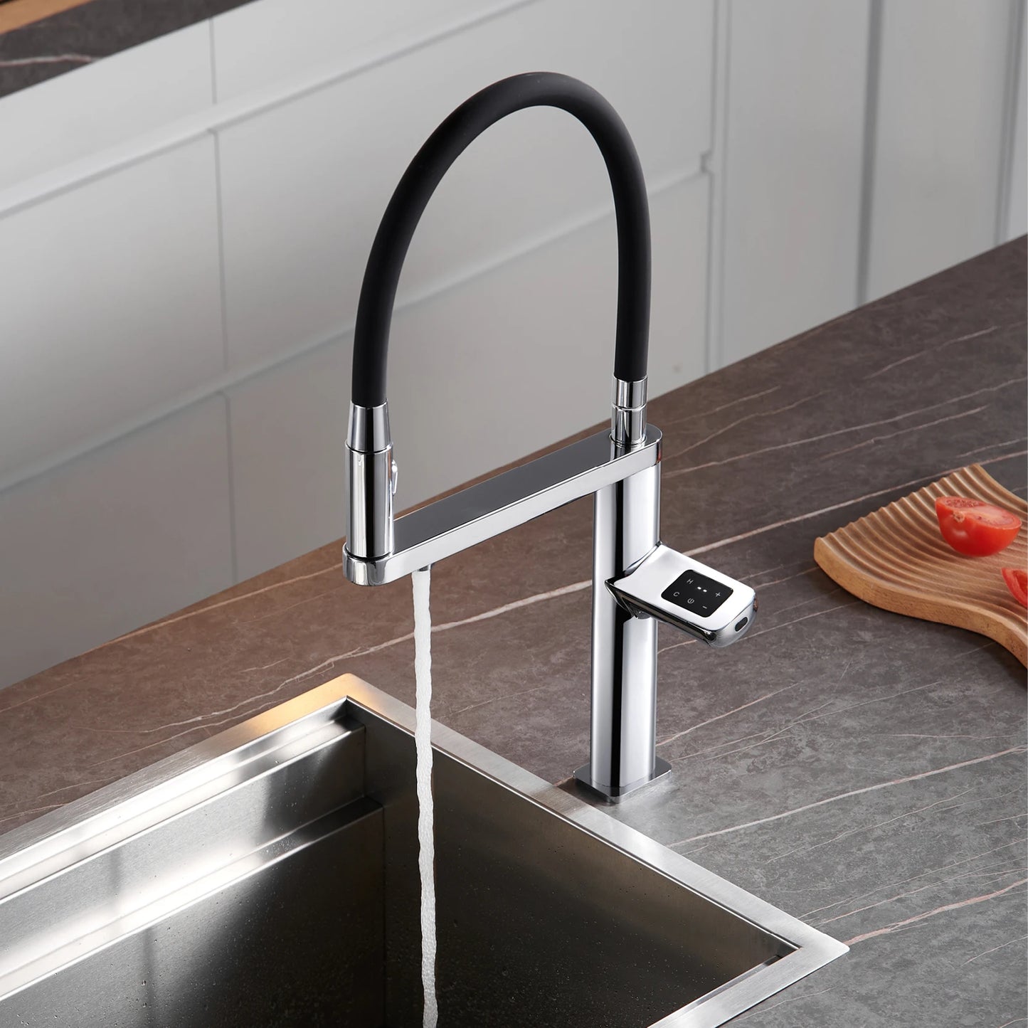 AITANA Luxury Gun Gray Kitchen Faucet with Intelligent Touch and Digital Display