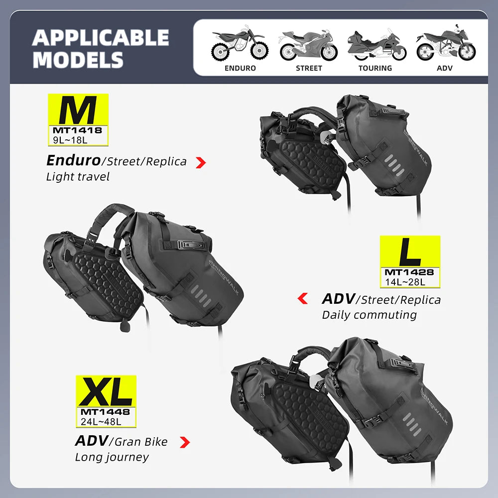 Rhinowalk Waterproof Motorcycle Side Bags