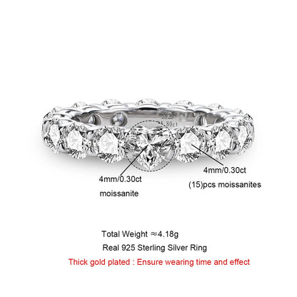 Heart Moissanite Diamond Wedding Band Ring.