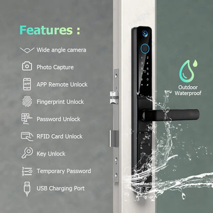 Waterproof Outdoor Smart Lock with Camera &amp; Fingerprint Access