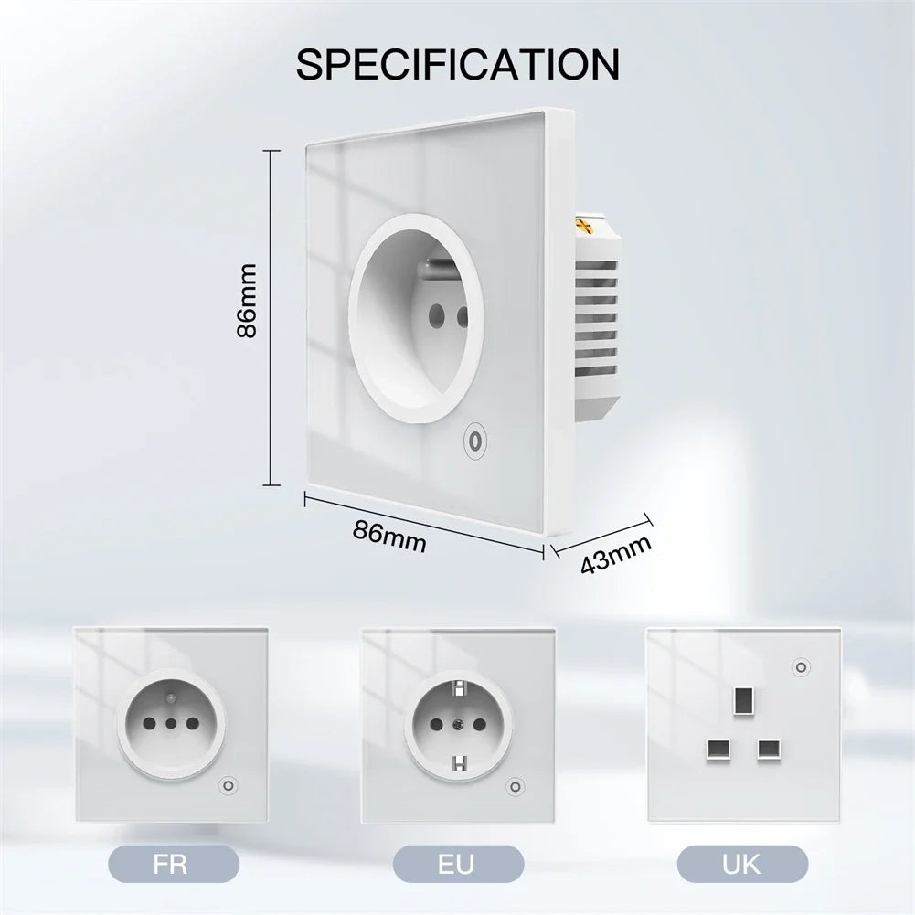 ZigBee Smart Wall Socket with Glass Panel &amp; Power Monitoring