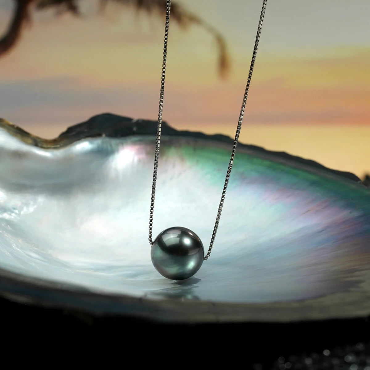 AnuJewel Natural Tahitian Black Pearl Pendant.