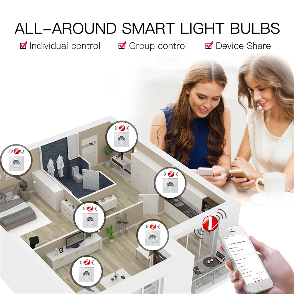 ZigBee Smart Wall Socket with Glass Panel &amp; Power Monitoring