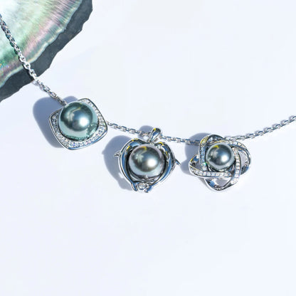 Tahitian Black Pearl Love Knot Necklace.