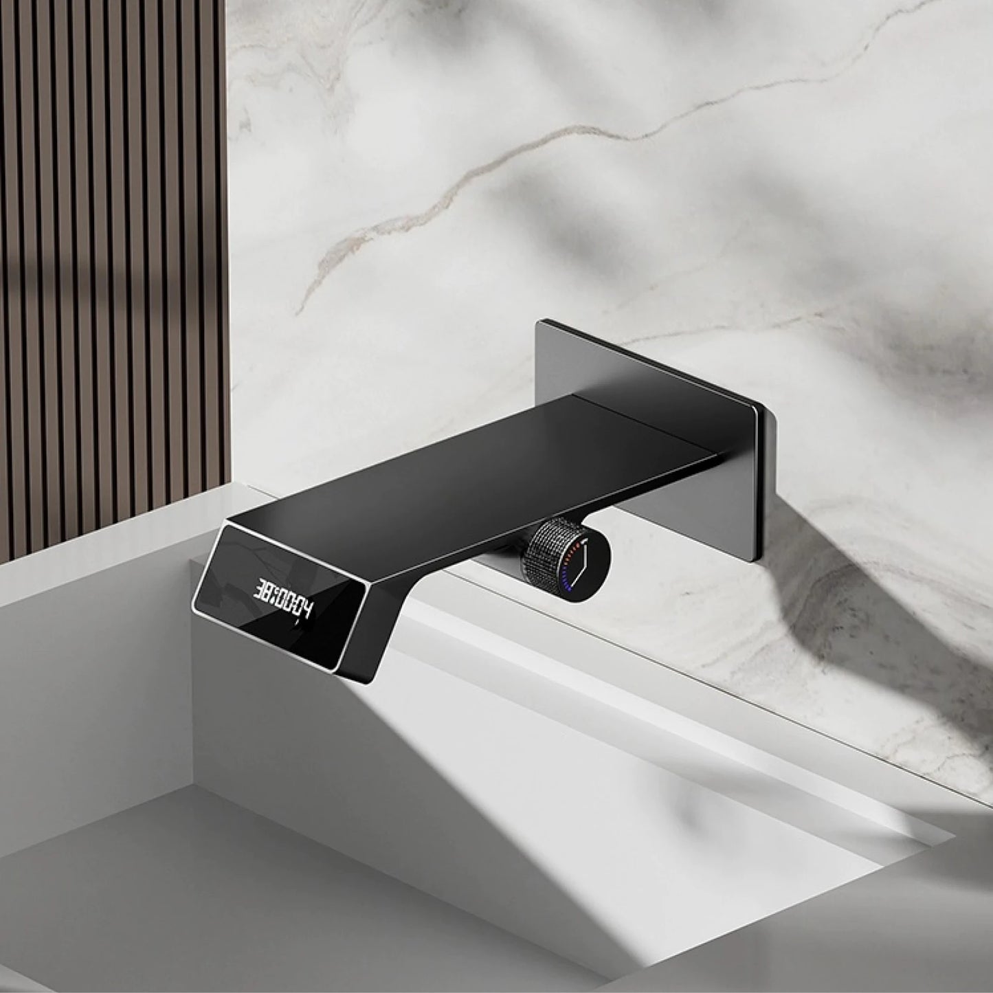 High-End White Brass Faucet with Intelligent Digital Display