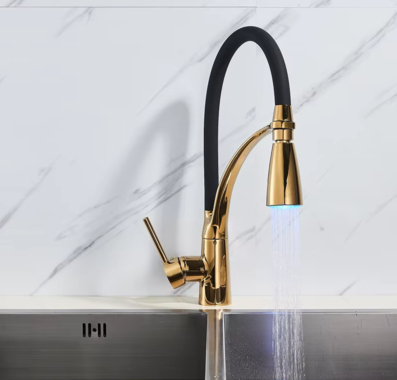 Brushed Nickel Kitchen Faucet with Pull-Down Sprayer