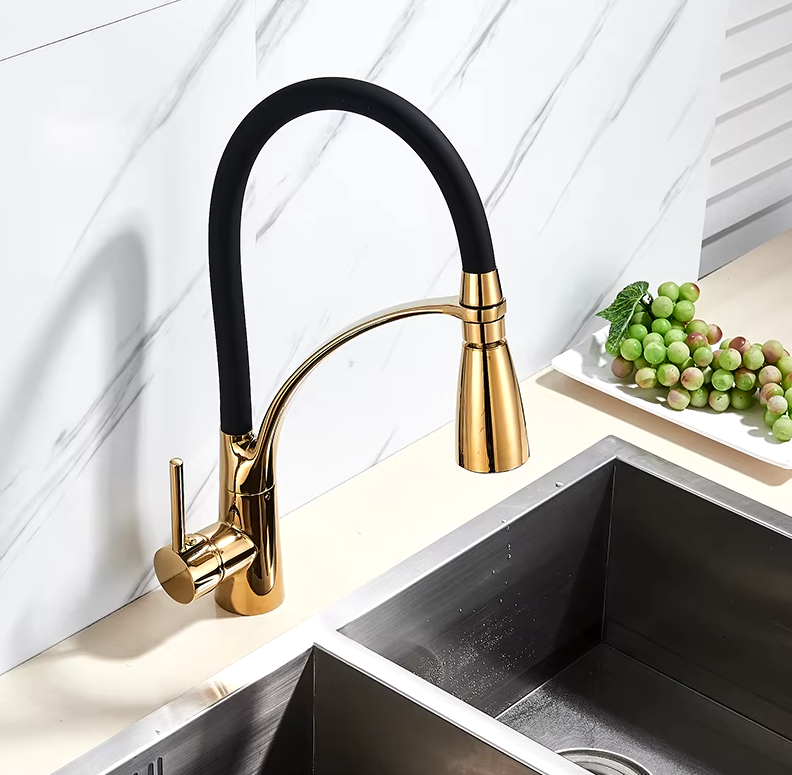 Brushed Nickel Kitchen Faucet with Pull-Down Sprayer