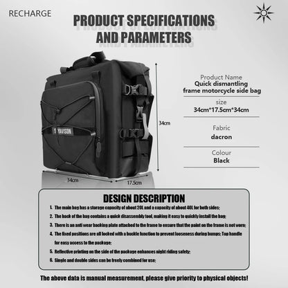 Motorcycle Waterproof Tail Bag 60L!