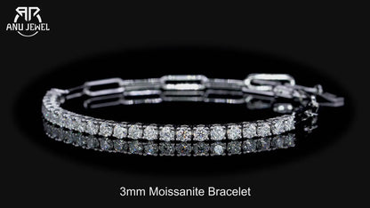 AnuJewel 3mm Moissanite Tennis Bracelet.