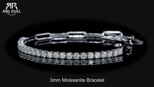 AnuJewel 3mm Moissanite Tennis Bracelet.