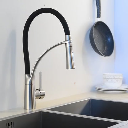 Brushed Nickel Kitchen Faucet with Pull-Down Sprayer